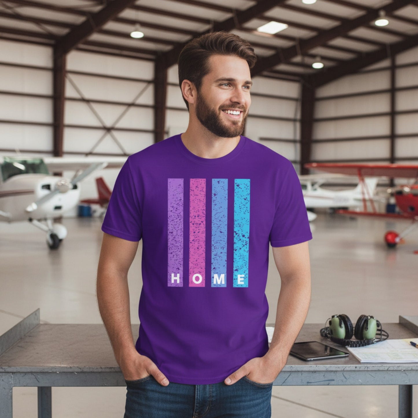 Personalized ICAO code, PURPLE design on unisex T-shirt - Show where you come from