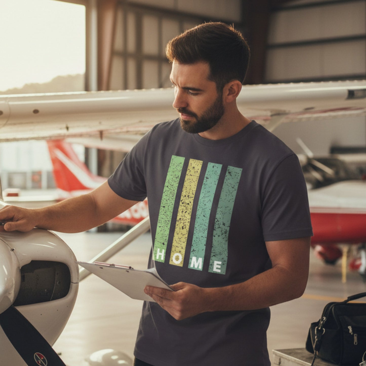 Personalized ICAO code in GREEN on a 100% organic cotton unisex T-shirt – show where you come from