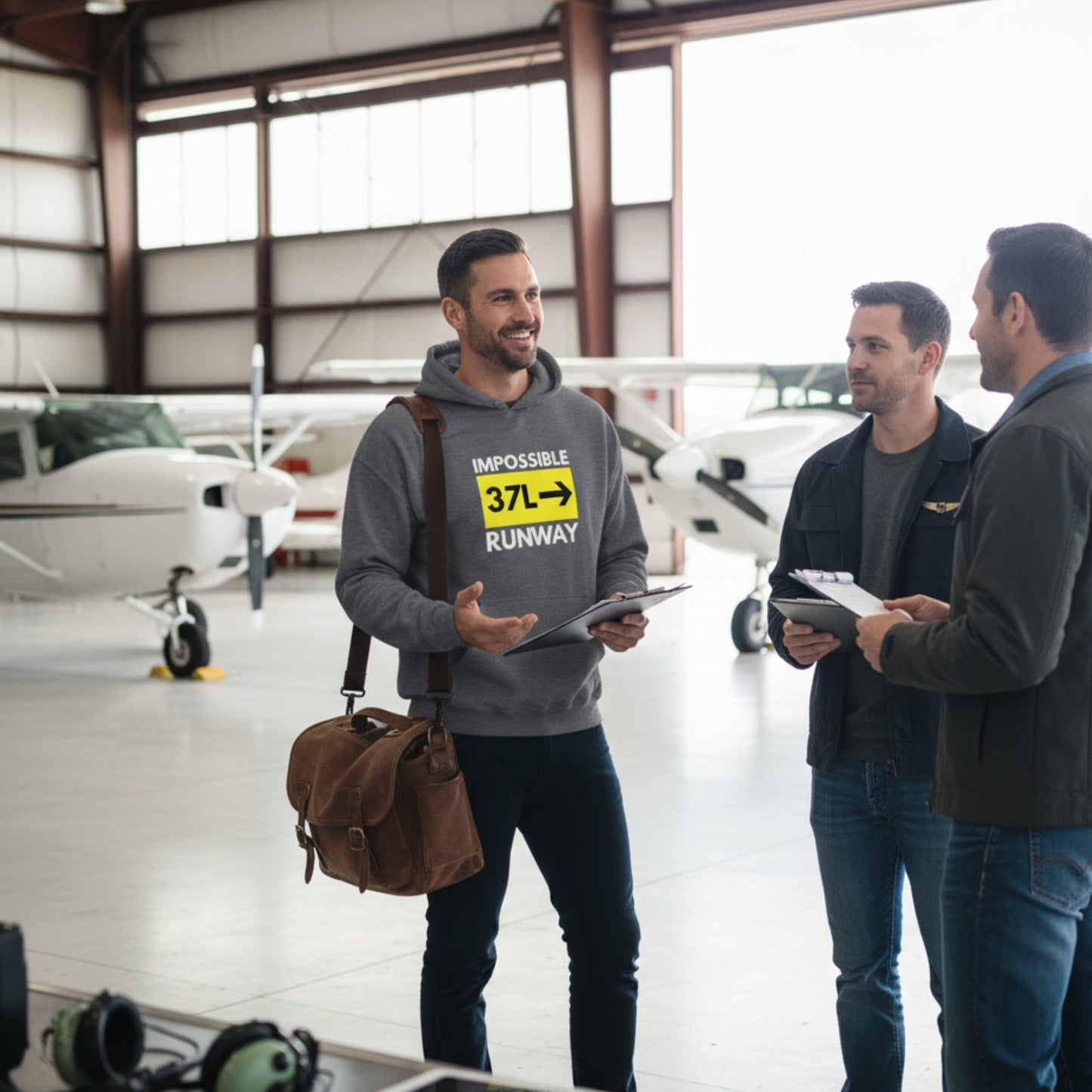 Piloten Hoodie | Lustiger Pilotehoodie "Impossible Runway 37L" für humorvolle Aviatik-Fans