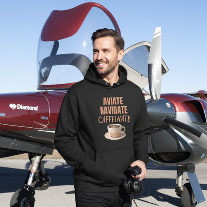 Piloten 100% Bio-Baumwolle klassischer Unisex Hoodie | Aviate Navigate Caffeinate. Du brauchst deinen Kaffee zum Fliegen.