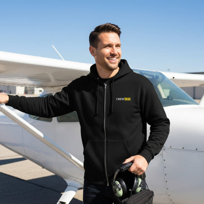 Piloten Zip-Hoodie mit 4-Rang-Streifen (Captain) "CREW" - Stilvoller Zip-Hoodie mit Piloten-Rang