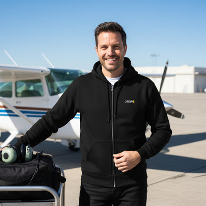 Piloten Zip-Hoodie mit 1-Rang-Streifen (Student) "CREW" - Stilvoller Zip-Hoodie mit Piloten-Rang