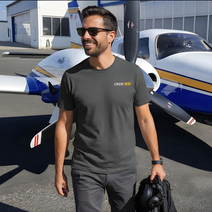 Piloten Unisex T-Shirt mit 4-Rang-Streifen (Captain) "CREW" - Zeig deinen Rang als Luftfahrt-Enthusiast