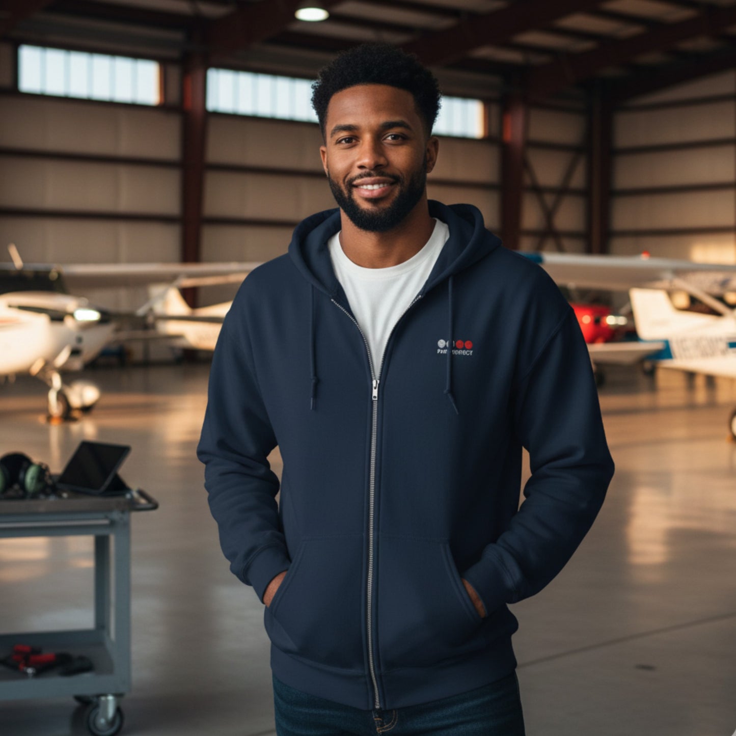 PAPI PERFECT Zip-Hoodie | 2 WHITE 2 RED - Das perfekte Lande-Design